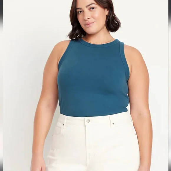 Snug Crop Tank Top Ribbed In Clay Blue - Picture 8 of 9